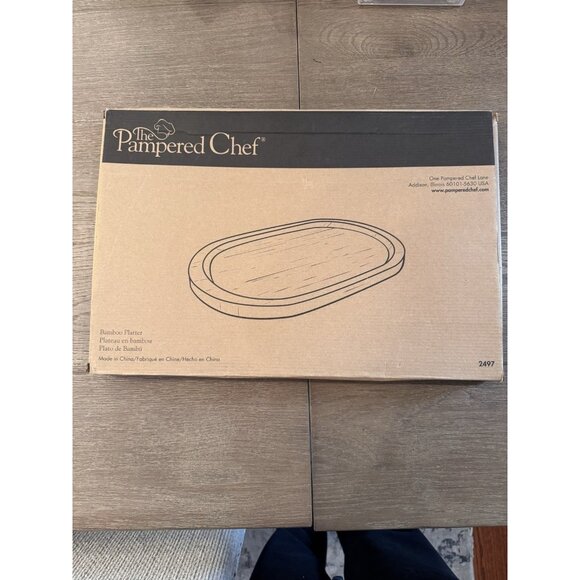 PAMPERED CHEF Bamboo Cutting Board / Serving Platter Charcuterie Tray 2497 - Picture 1 of 8